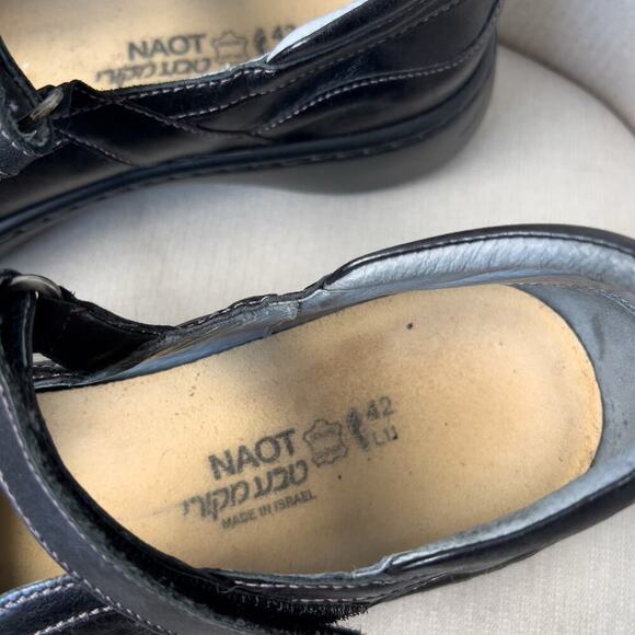 Naot Shoes Womens 11 11.5 Mary Jane Black Leather 42 Rubber - Picture 3 of 10